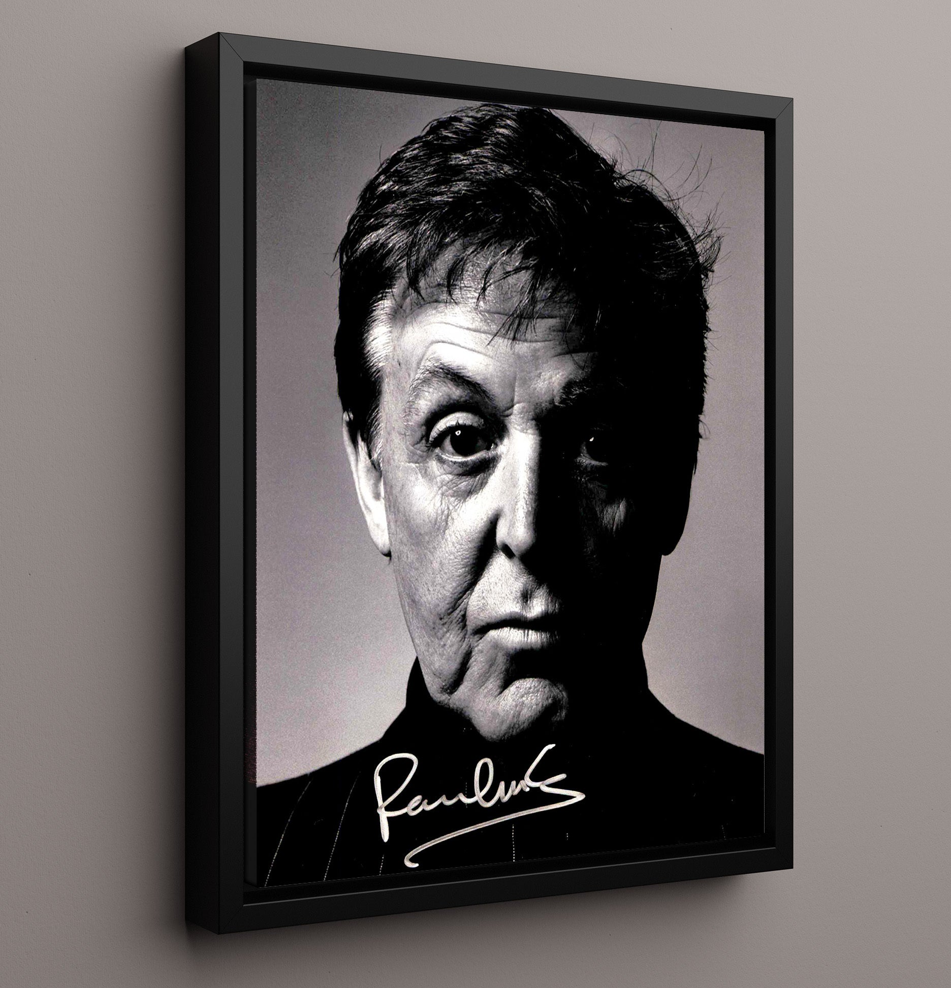 Paul McCartney - Dramatic Black and White Headshot Music Wall Art 16x20 Framed Canvas wall art print – Music decor