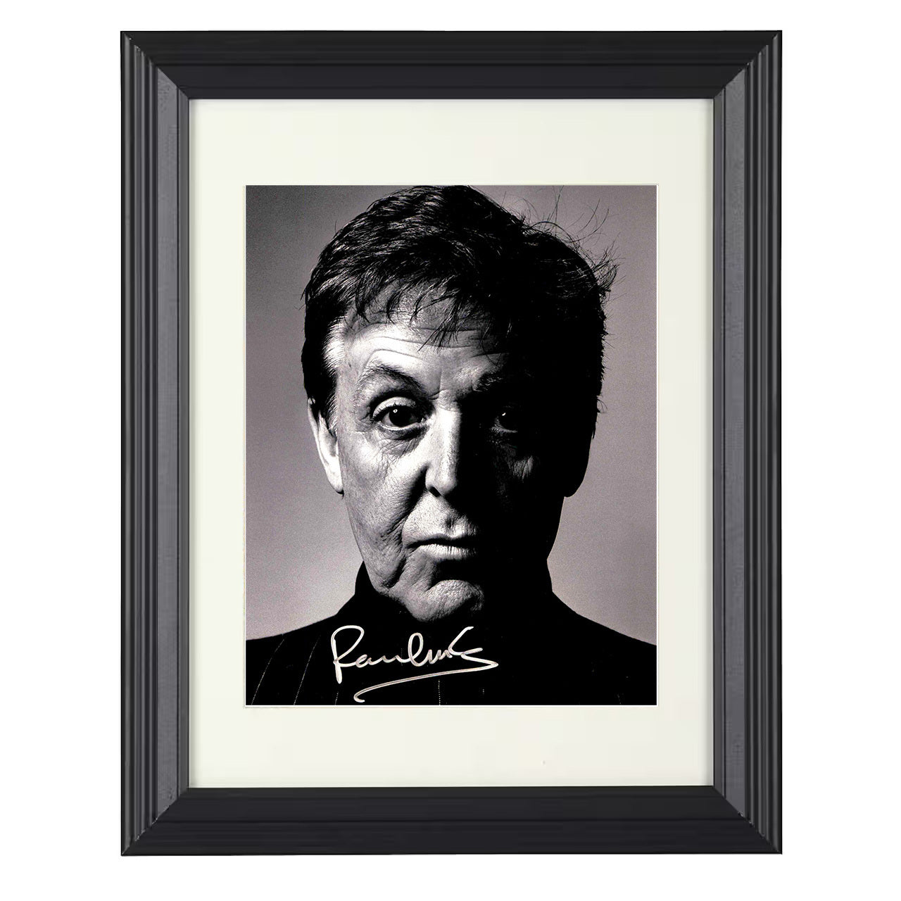 Paul McCartney – Dramatic Monochrome Headshot – 8x10 black beveled framed music wall art