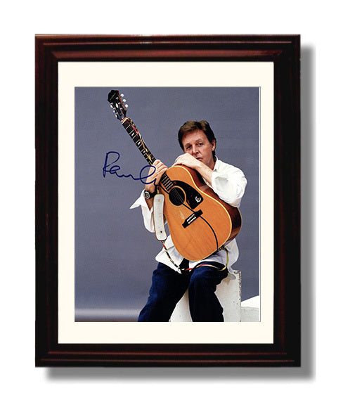 Paul McCartney - Seated with Acoustic Guitar Studio Portrait Music Wall Art 8x10 Beveled Frame wall art print – Music decor