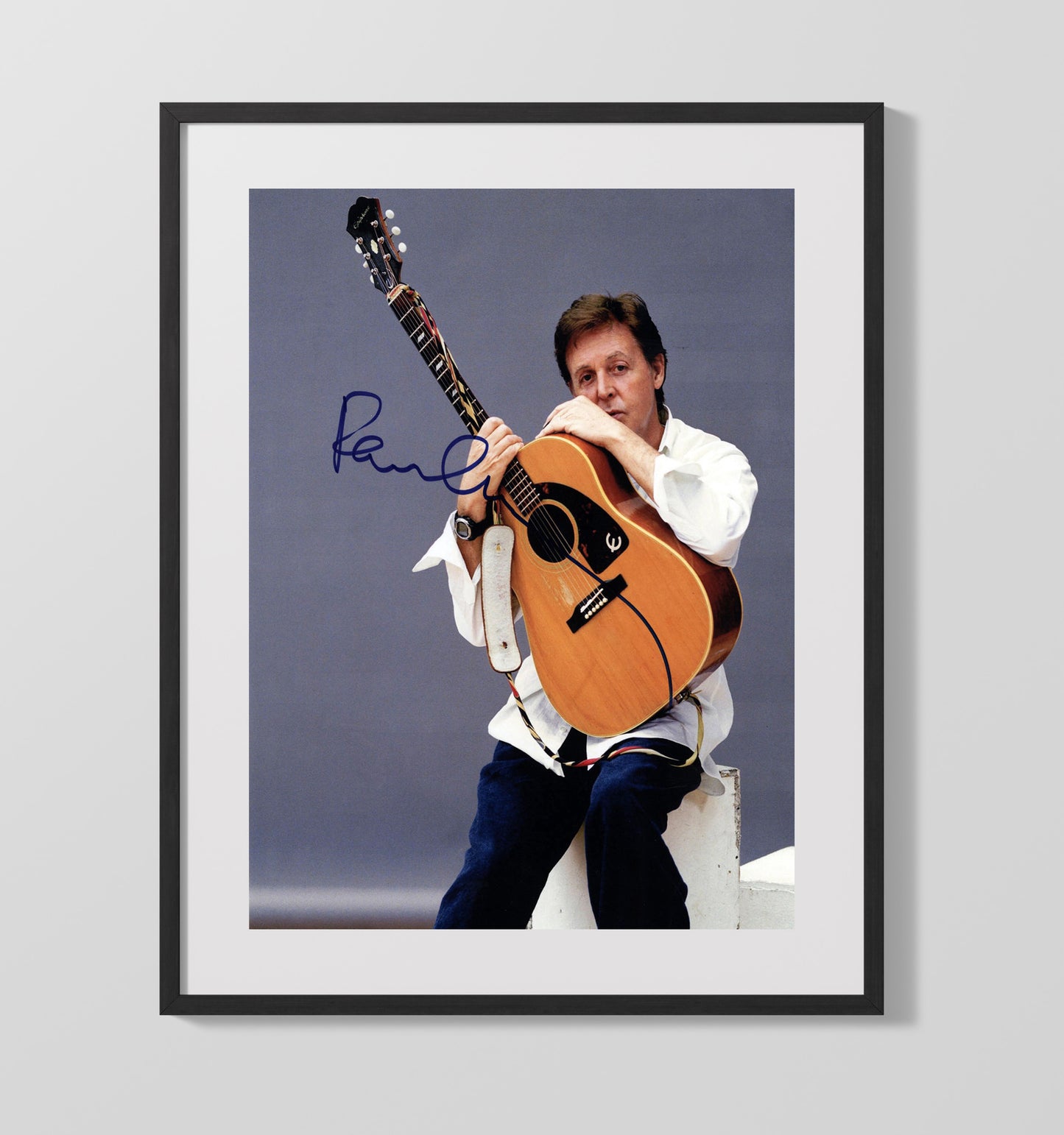 Paul McCartney - Seated with Acoustic Guitar Studio Portrait Music Wall Art 16x20 Gallery Frame wall art print – Music decor