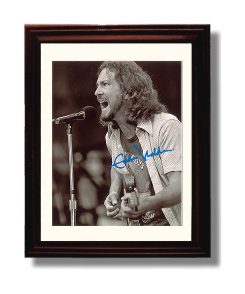 Pearl Jam - Eddie Vedder Singing Into Microphone Music Wall Art 8x10 Beveled Frame wall art print – Music decor