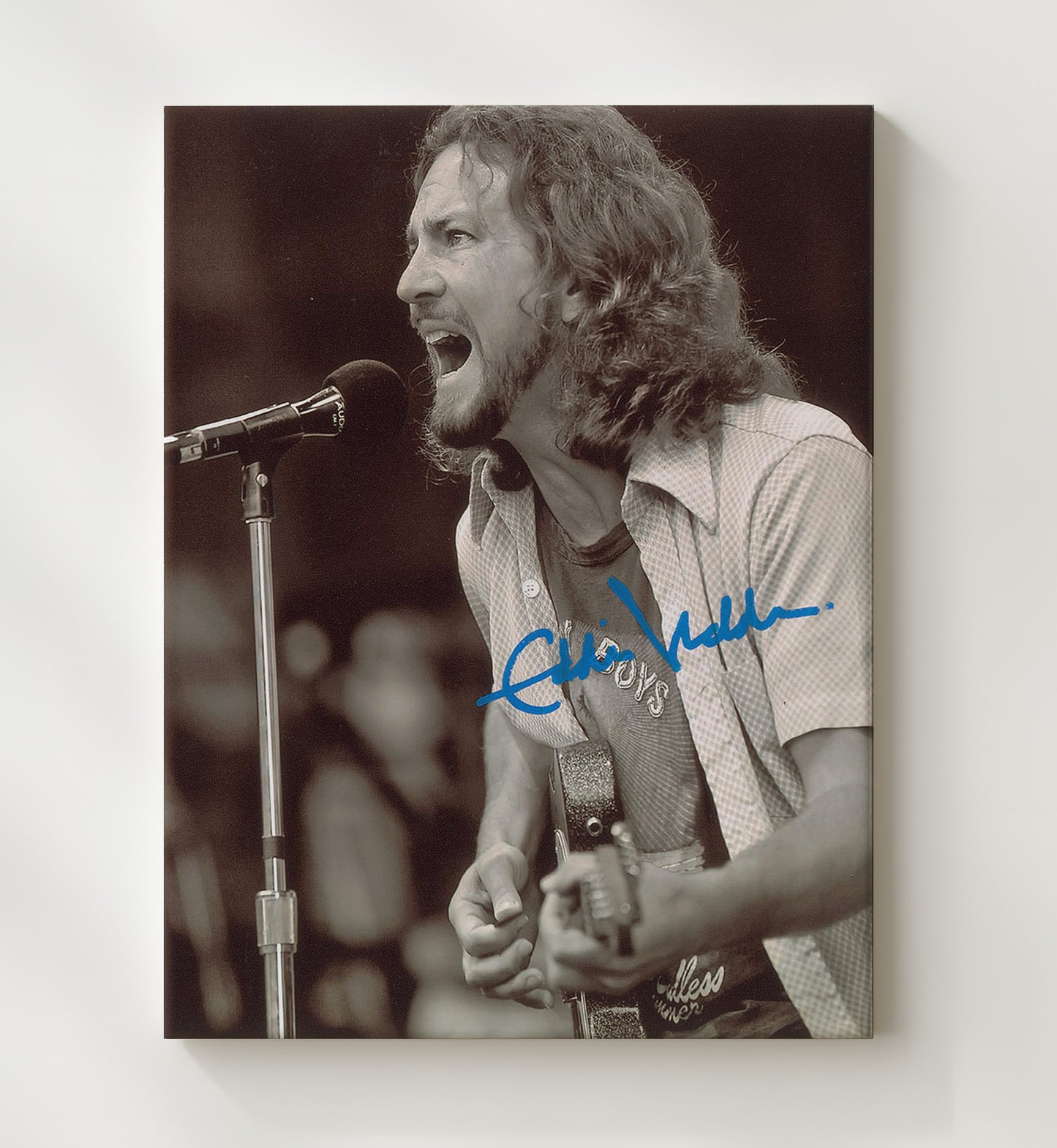 Pearl Jam - Eddie Vedder Singing Into Microphone Music Wall Art 20x24 Canvas wall art print – Music decor