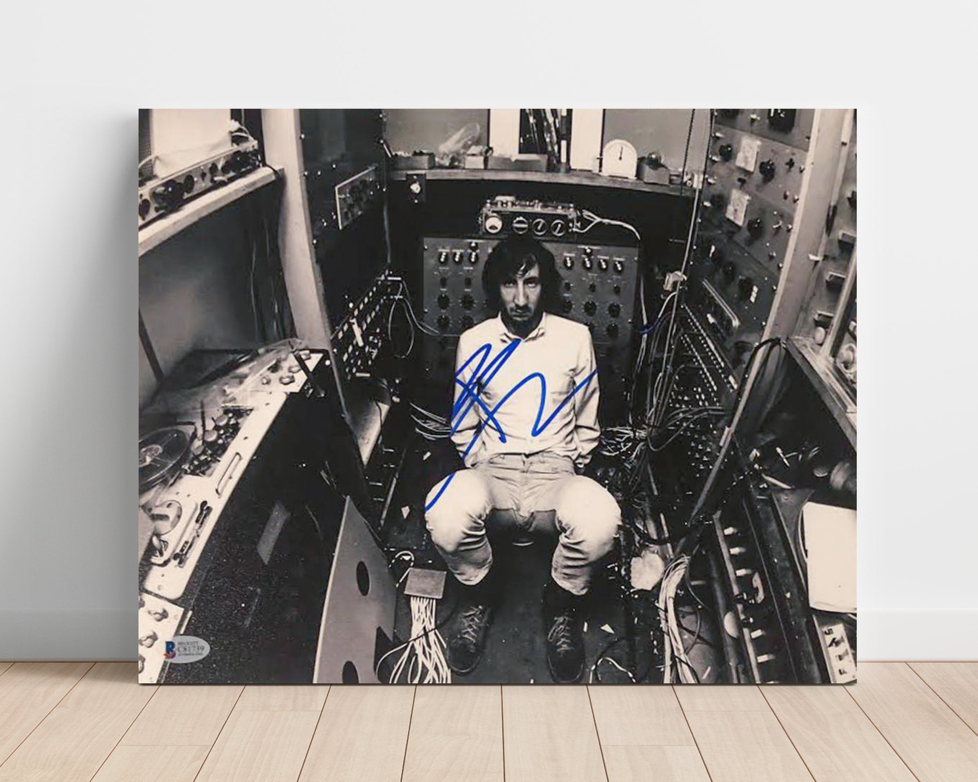Pete Townshend - Studio Equipment Seated Portrait - Vintage Music Wall Art - 16x20 Unframed Print music decor