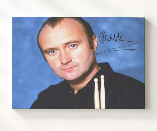 Phil Collins - Drumsticks Photo Blue Background 16x20 Gallery Frame vintage music wall art