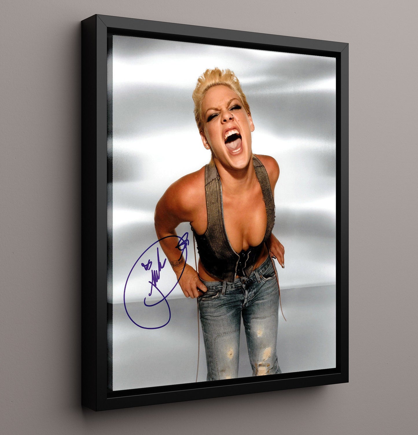 Pink - Fierce Studio Expression - Vintage Music Wall Art - 16x20 Framed Canvas music decor
