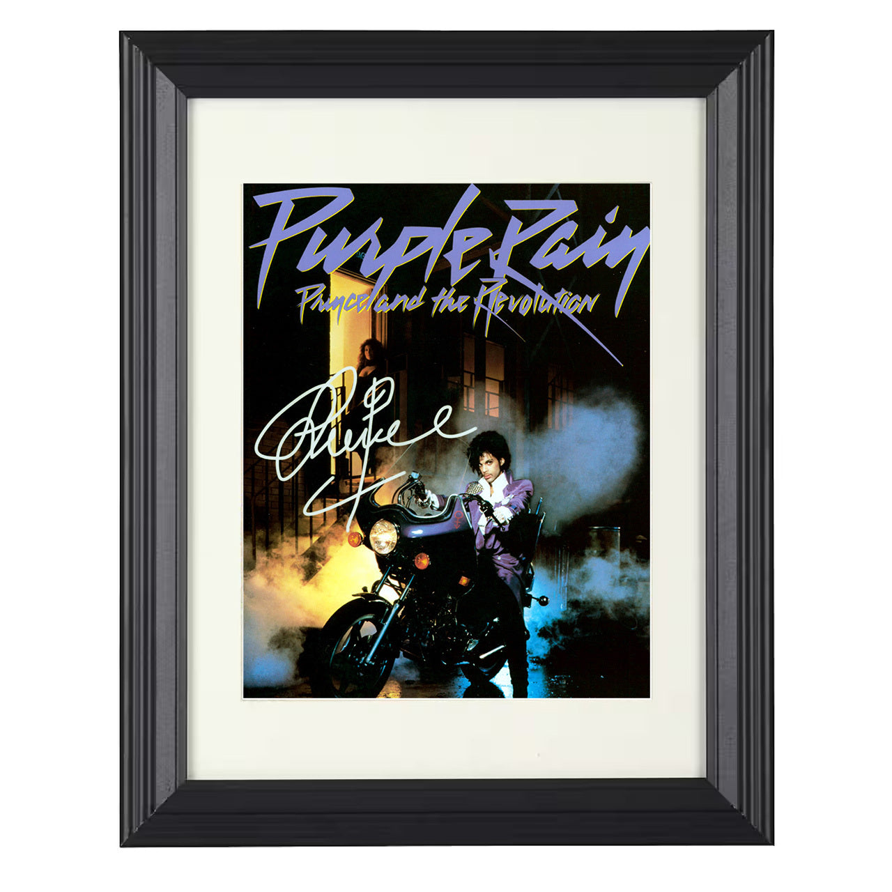 Prince – Purple Rain Motorcycle Artwork – 8x10 black beveled framed music wall art