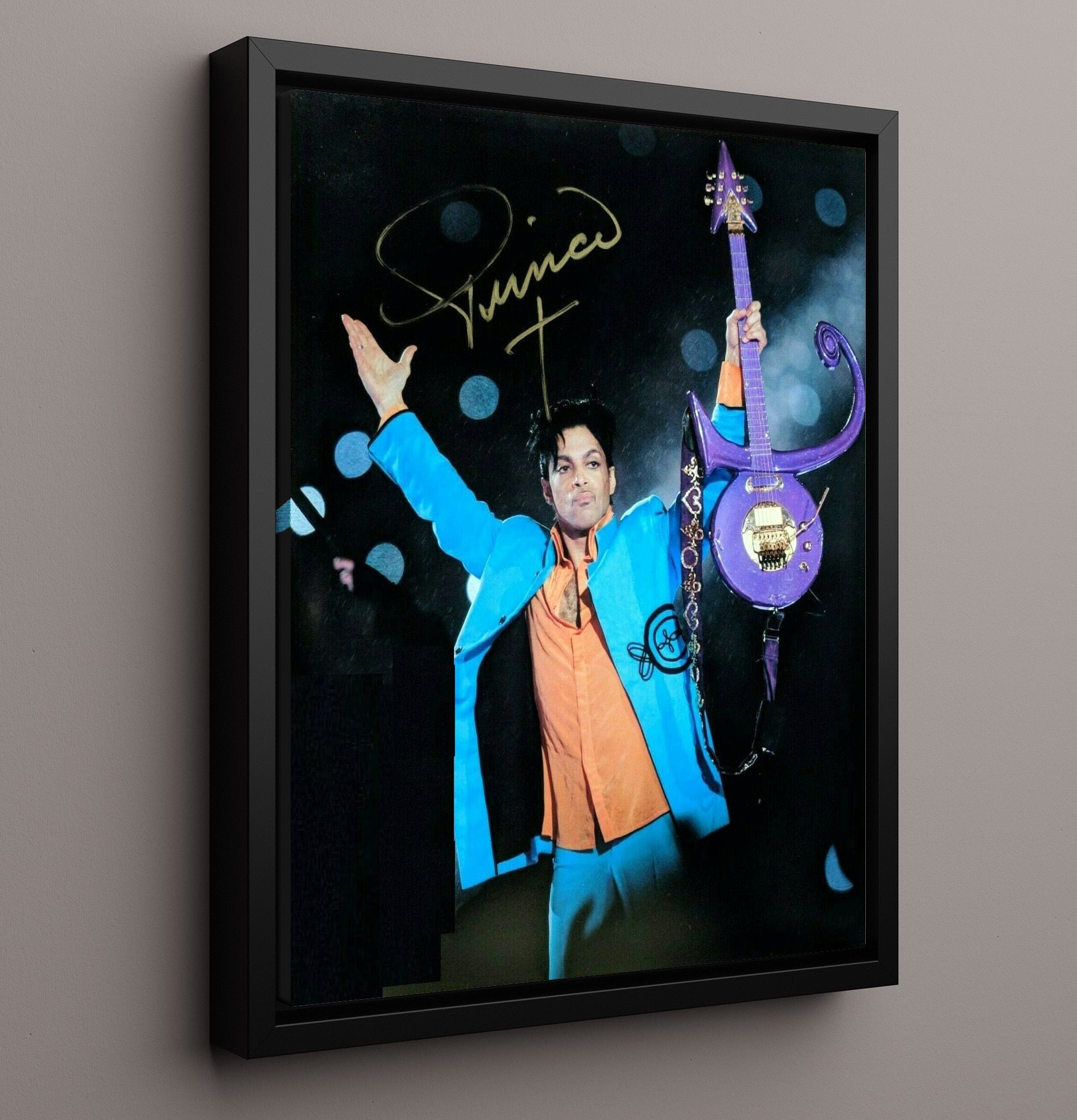 Prince - Super Bowl Halftime Guitar Performance - Vintage Music Wall Art - 16x20 Framed Canvas music decor
