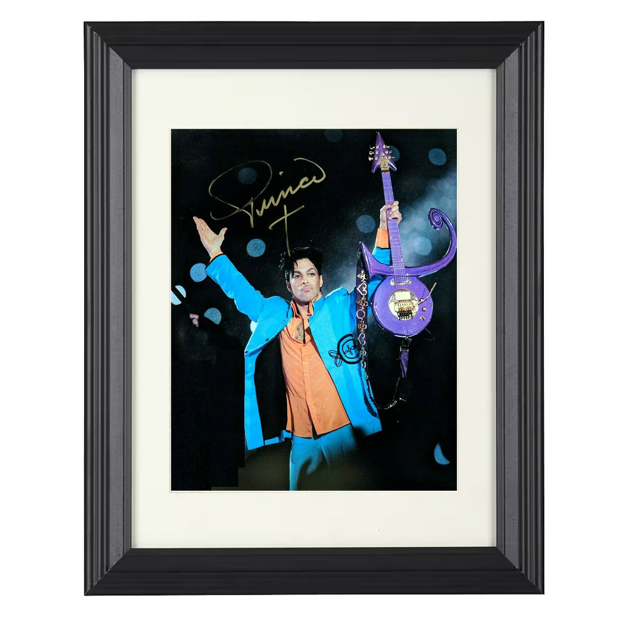 Prince – Super Bowl Halftime Guitar Performance – 8x10 black beveled framed music wall art