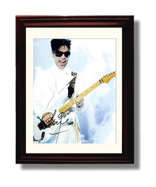 Prince - White Suit Guitar Performance - Vintage Music Wall Art - 8x10 Beveled Frame music decor