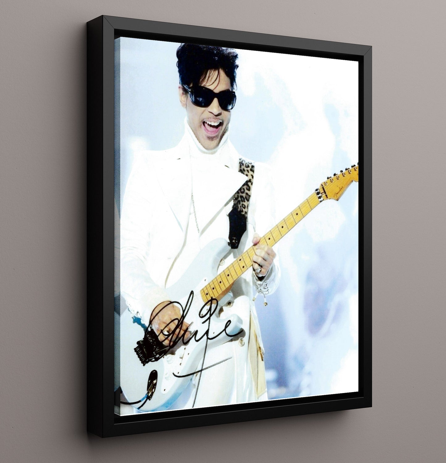 Prince - White Suit Guitar Performance - Vintage Music Wall Art - 16x20 Framed Canvas music decor