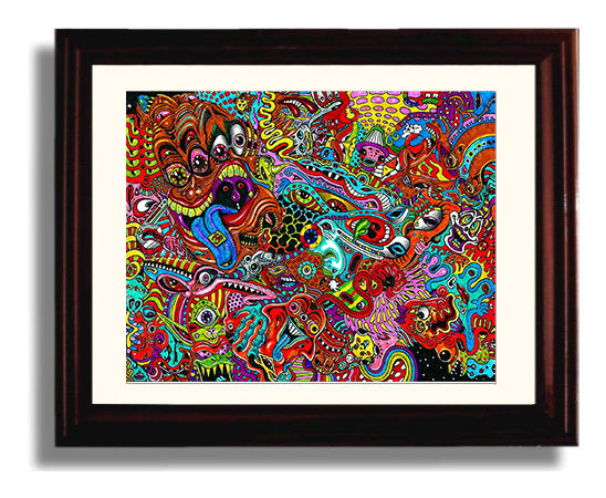 Psychedelic Art - Eye Popping Chaos - Vintage Music Wall Art - 8x10 Beveled Frame music decor