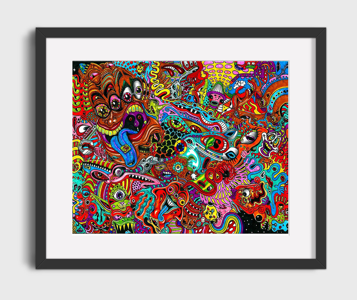 Psychedelic Art - Eye Popping Chaos - Vintage Music Wall Art - 16x20 Gallery Frame music decor