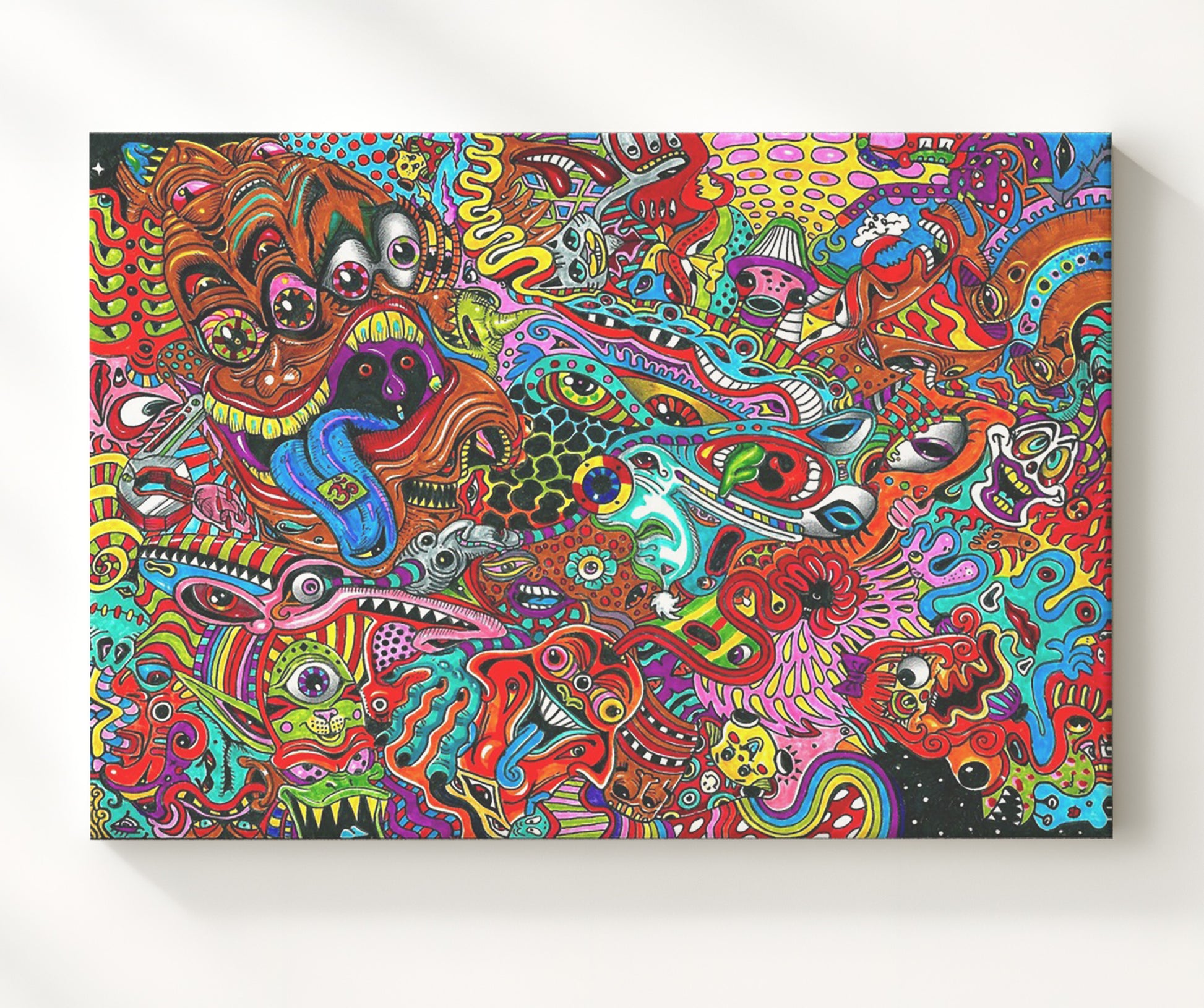Psychedelic Art - Eye Popping Chaos - Vintage Music Wall Art - 20x24 Canvas music decor