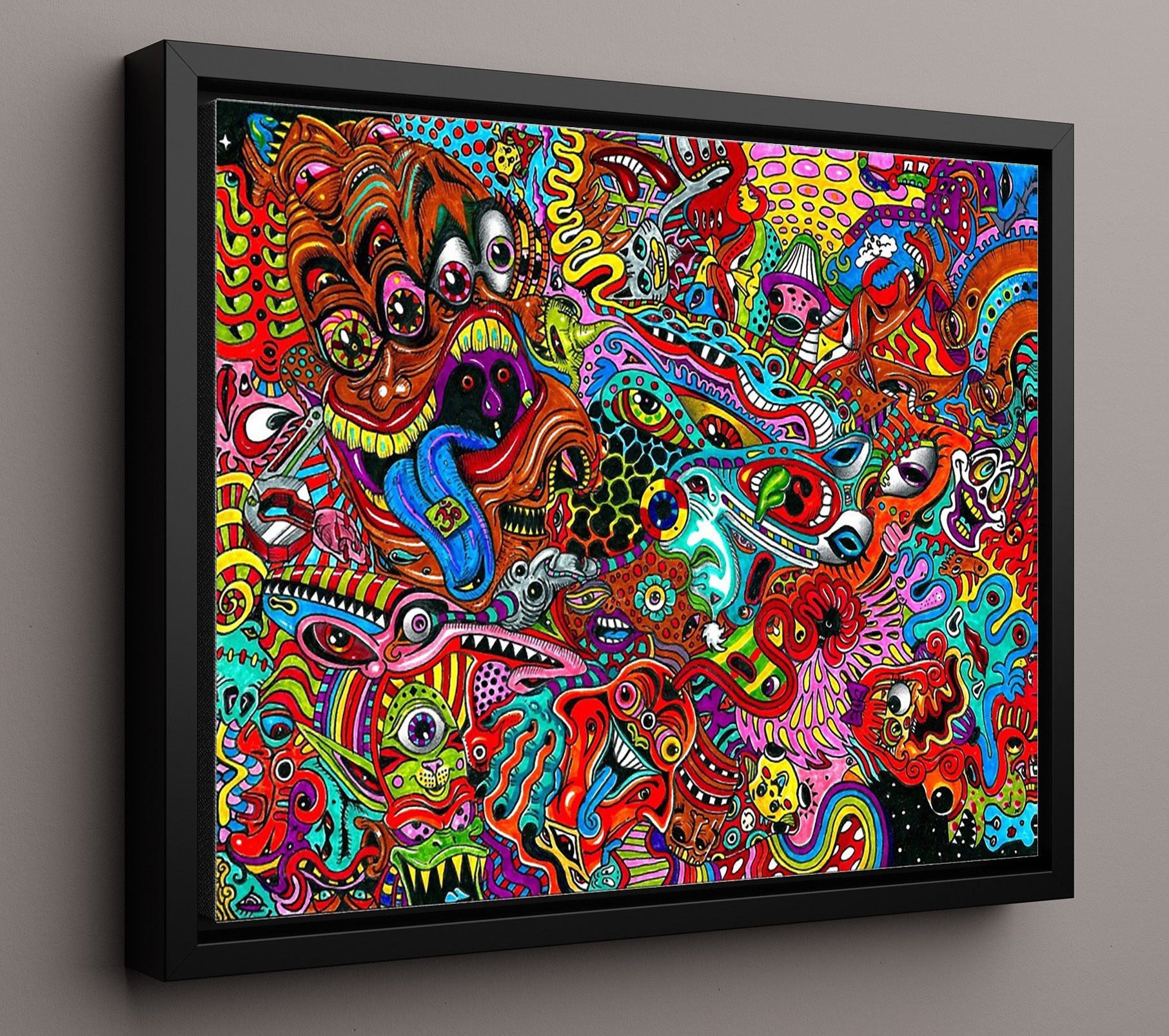 Psychedelic Art - Eye Popping Chaos - Vintage Music Wall Art - 16x20 Framed Canvas music decor