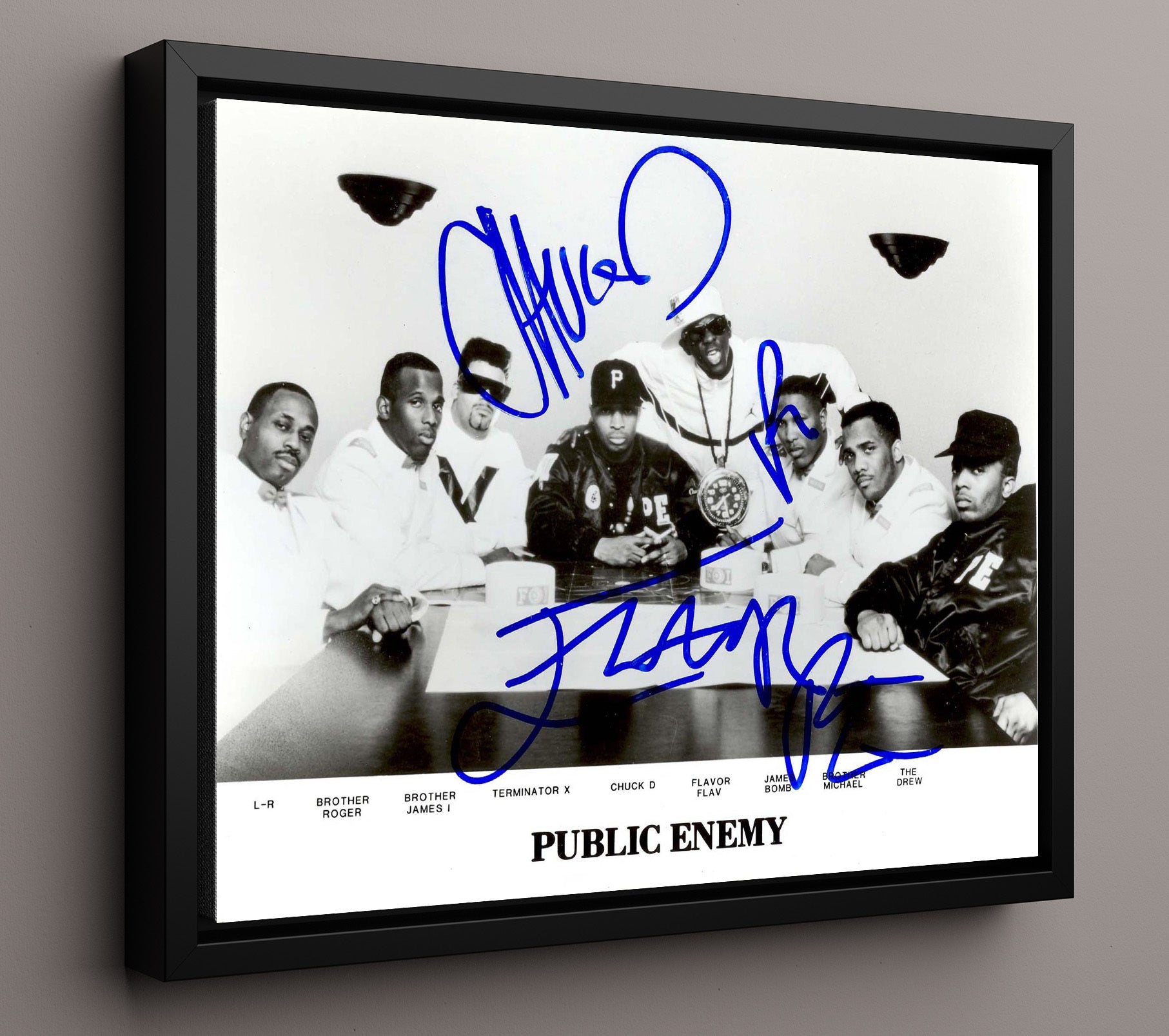 Public Enemy - Hip Hop Group Table Portrait - Vintage Music Wall Art - 16x20 Framed Canvas music decor