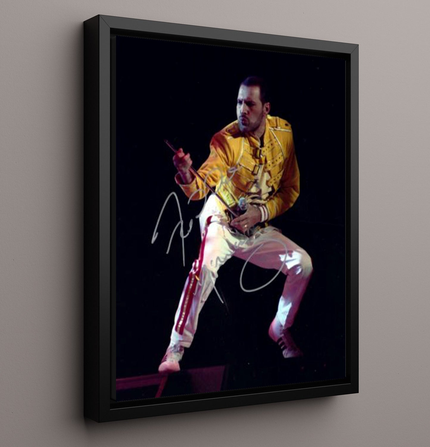 Queen - Freddie Mercury Yellow Jacket Live Performance - Vintage Music Wall Art - 16x20 Framed Canvas music decor