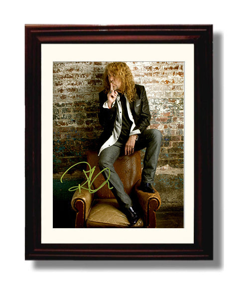 Robert Plant - Finger to Lips Seated Portrait Music Wall Art 8x10 Beveled Frame wall art print – Music decor