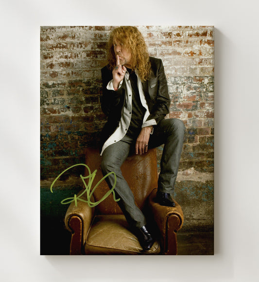 Robert Plant - Finger to Lips Seated Photo 16x20 Gallery Frame vintage music wall art