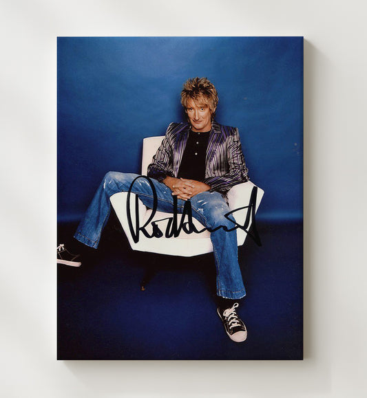 Rod Stewart - Seated Blue Background Studio Image 16x20 Gallery Frame vintage music wall art