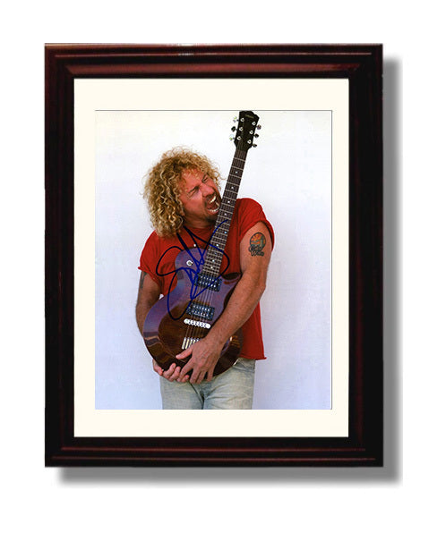 Sammy Hagar - Guitar Bite Performance Pose Music Wall Art 8x10 Beveled Frame wall art print – Music decor