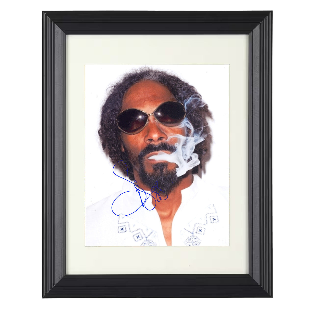 Snoop Dogg – Sunglasses Smoking Headshot – 8x10 black beveled framed music wall art