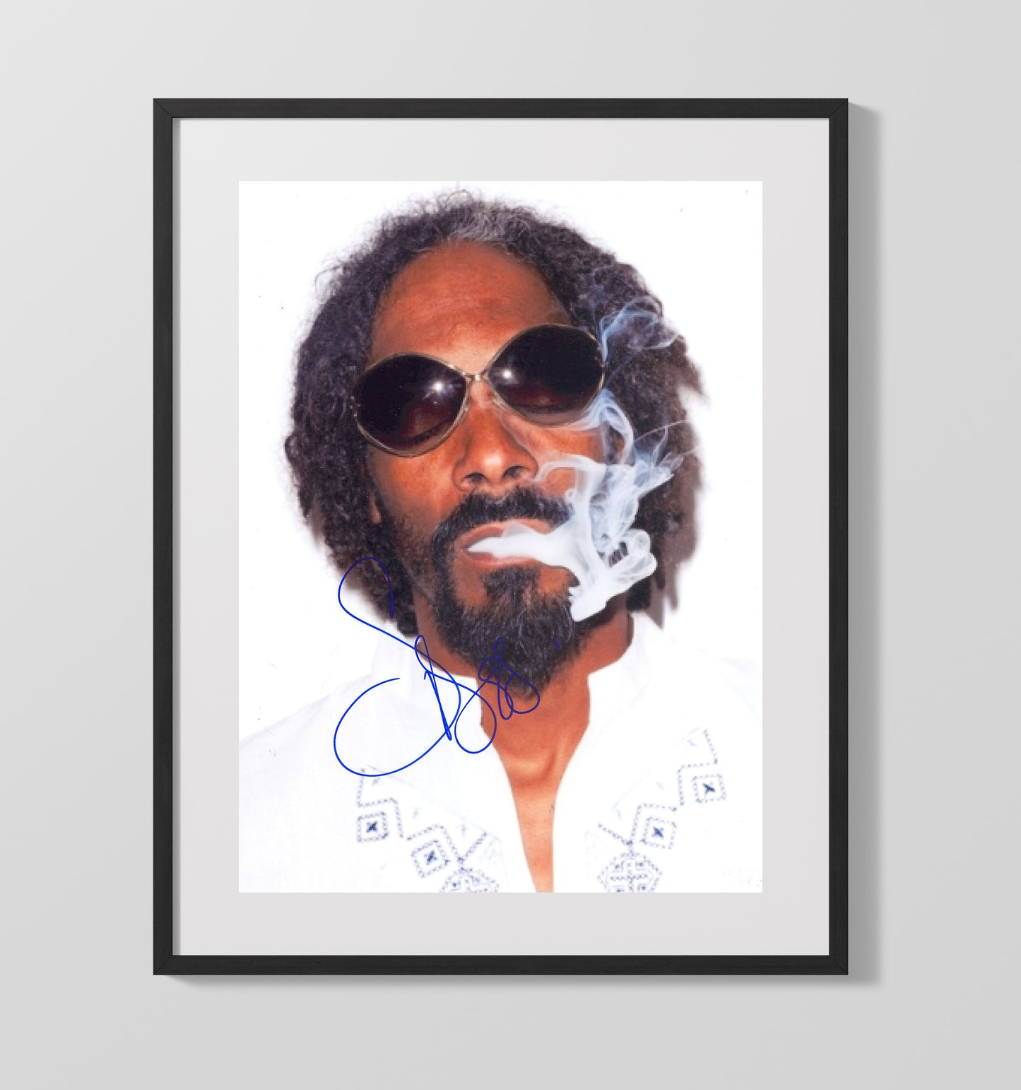Snoop Dogg - Sunglasses Smoking Headshot - Vintage Music Wall Art - 16x20 Gallery Frame music decor