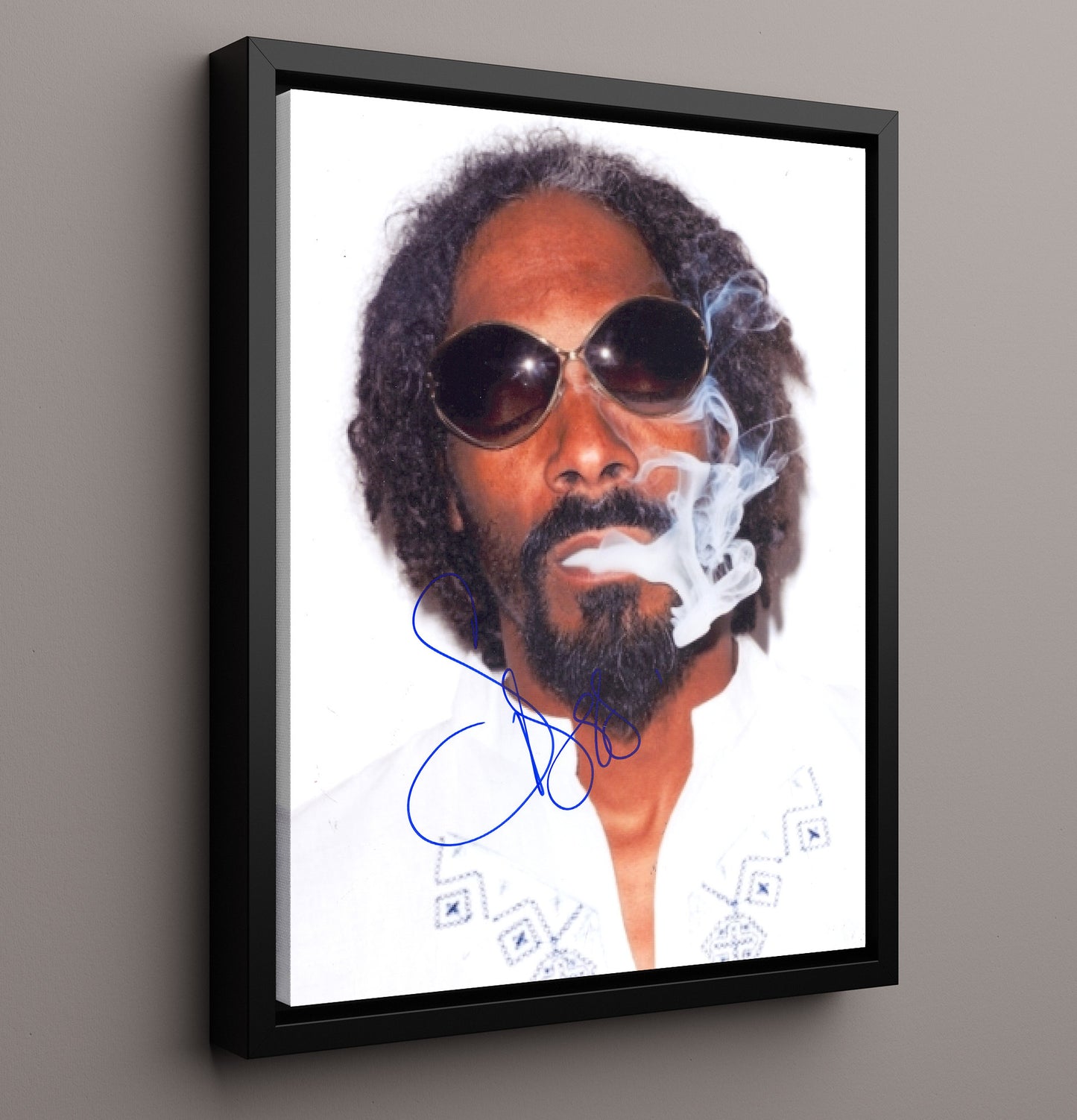 Snoop Dogg - Sunglasses Smoking Headshot - Vintage Music Wall Art - 16x20 Framed Canvas music decor