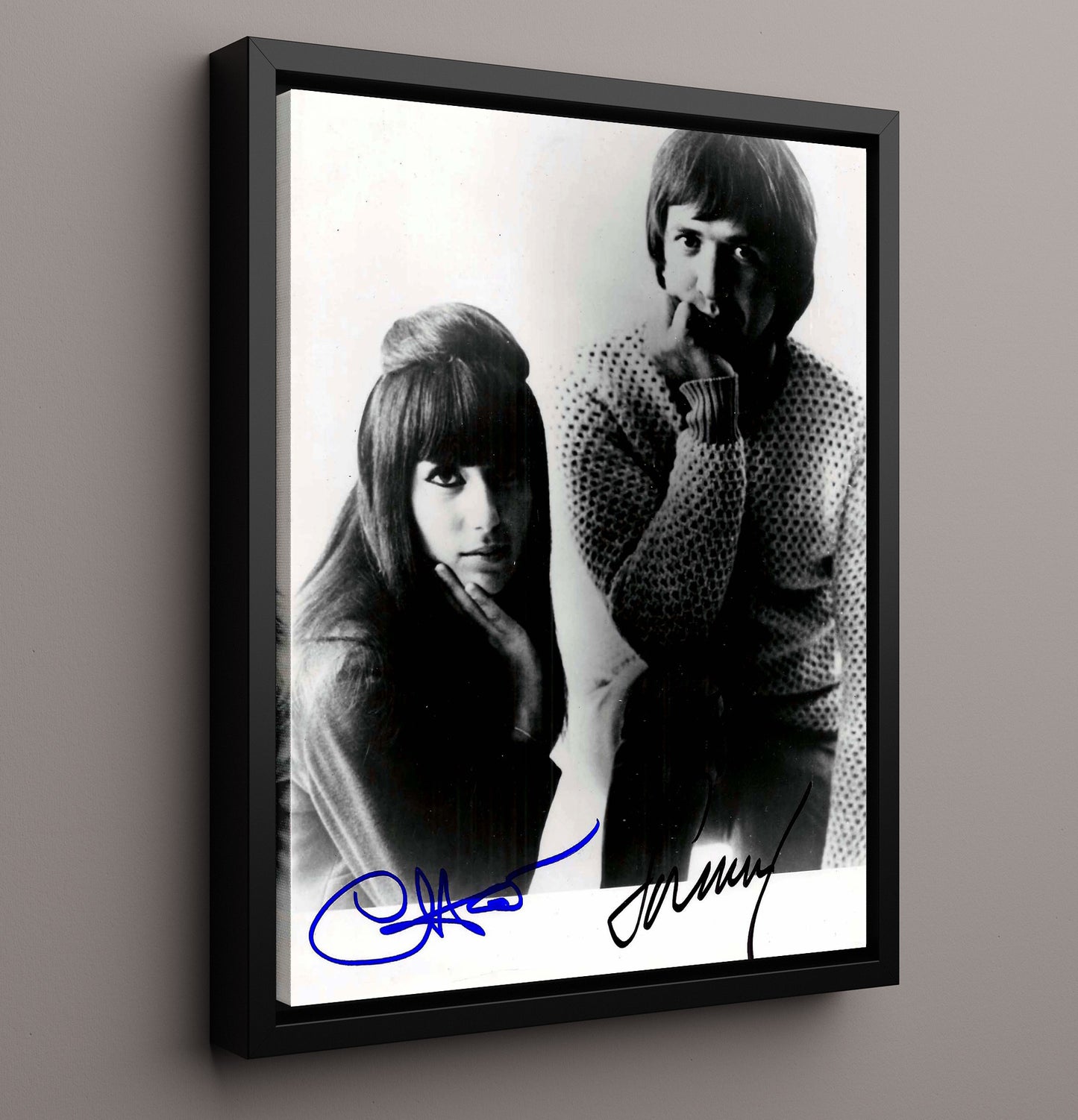 Sonny and Cher - Classic Duo Studio Photo - Vintage Music Wall Art - 16x20 Framed Canvas music decor