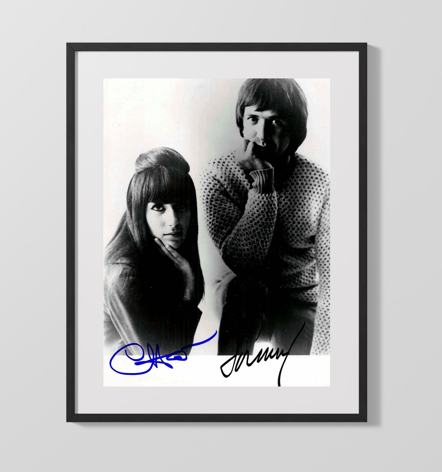 Sonny and Cher - Classic Duo Studio Photo - Vintage Music Wall Art - 16x20 Gallery Frame music decor