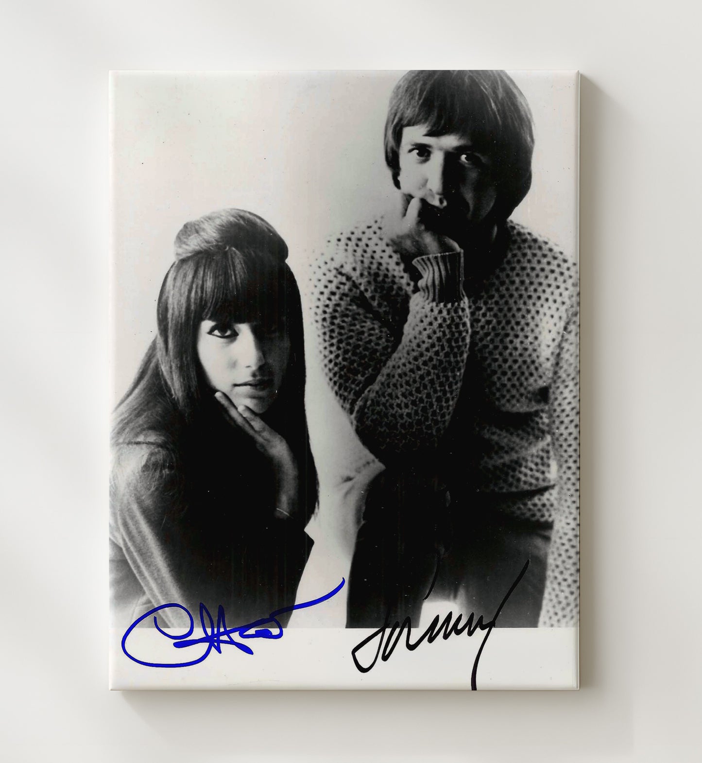 Sonny and Cher - Classic Duo Studio Photo - Vintage Music Wall Art - 20x24 Canvas music decor