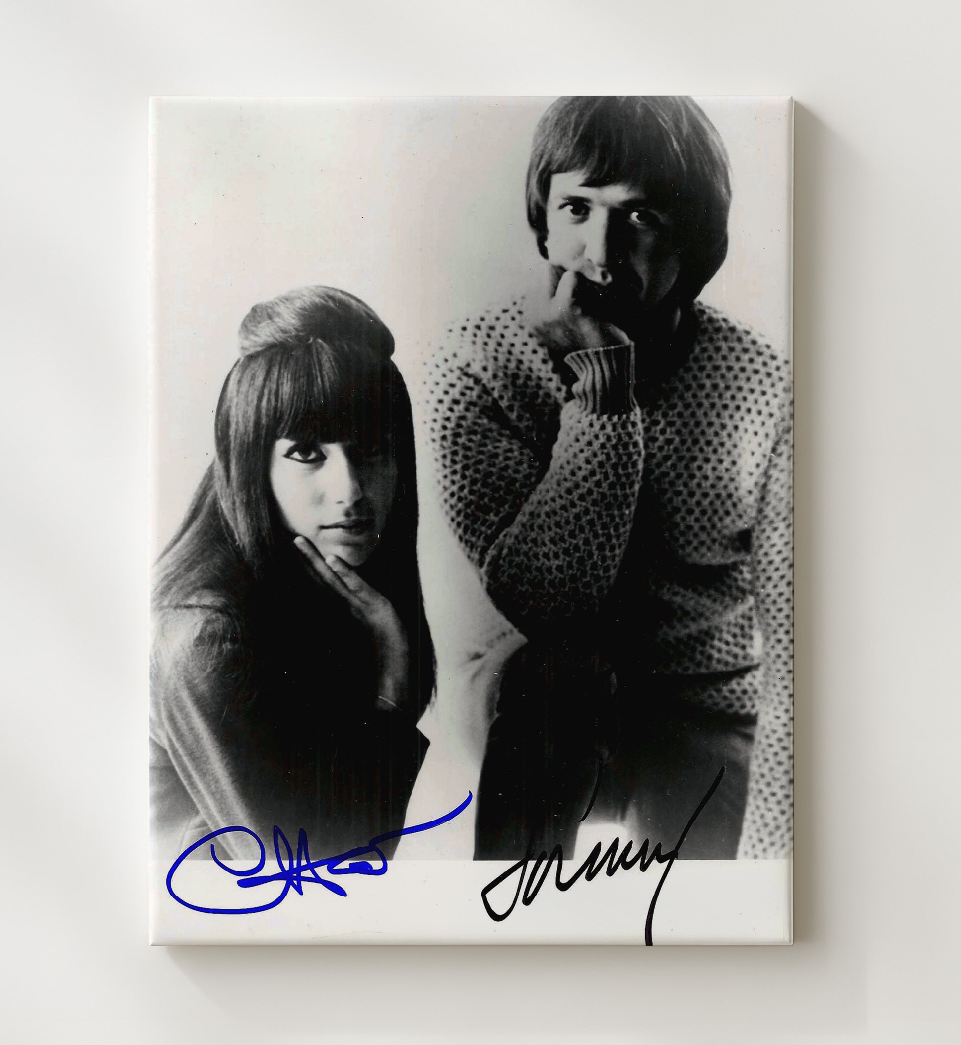 Sonny and Cher - Classic Duo Studio Photo - Vintage Music Wall Art - 20x24 Canvas music decor