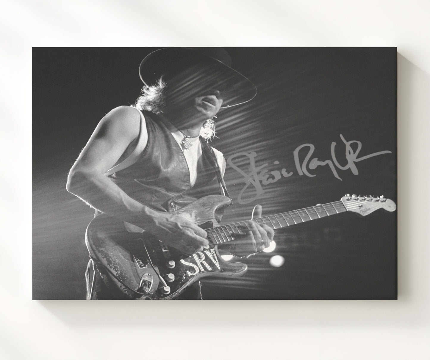 Stevie Ray Vaughan - Texas Blues Fire - Vintage Music Wall Art - 20x24 Canvas music decor