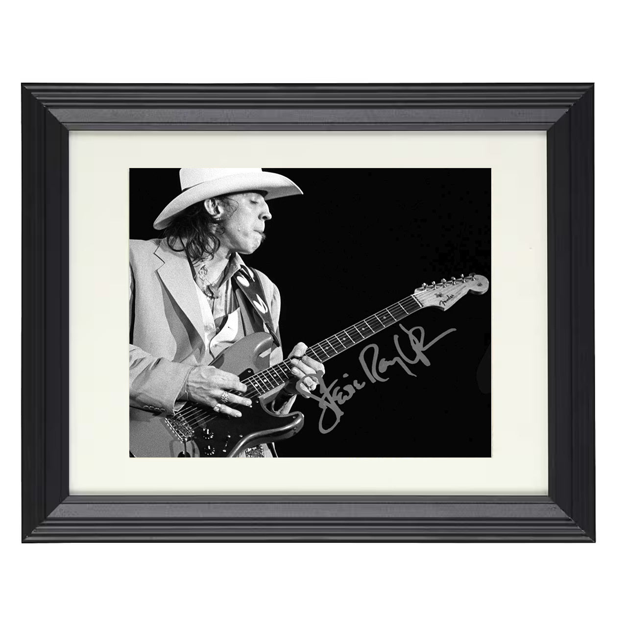 Stevie Ray Vaughan – Texas Flood Blues – 8x10 black beveled framed music wall art