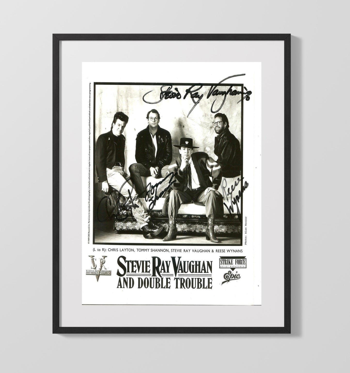 Stevie Ray Vaughan and Double Trouble - Texas Blues - Vintage Music Wall Art - 16x20 Gallery Frame music decor
