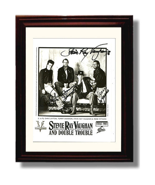Stevie Ray Vaughan and Double Trouble - Texas Blues - Vintage Music Wall Art - 8x10 Beveled Frame music decor