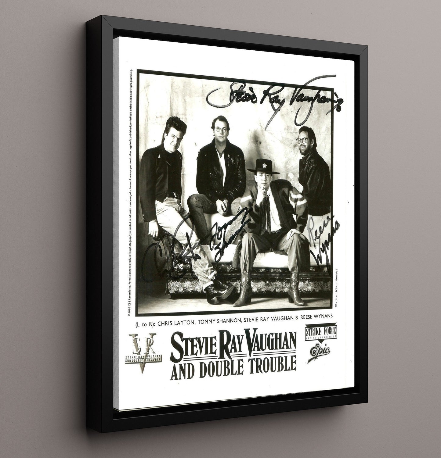 Stevie Ray Vaughan and Double Trouble - Texas Blues Music Wall Art 16x20 Framed Canvas wall art print – Music decor