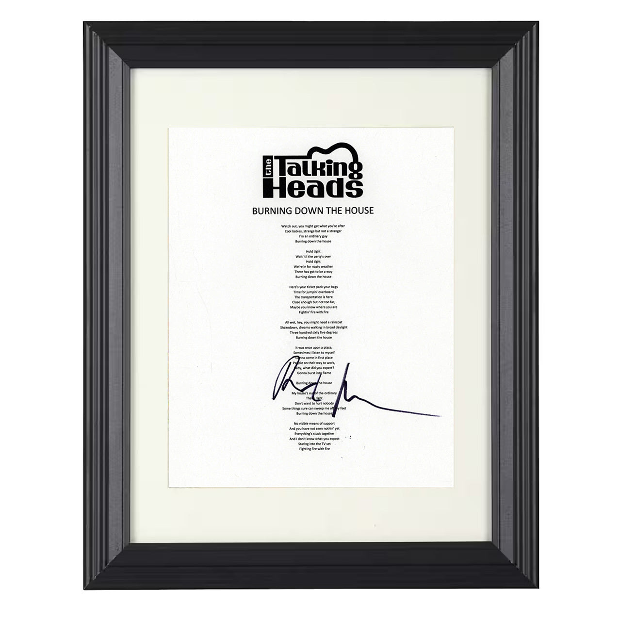 Talking Heads – Burning Down the Stage Image – 8x10 black beveled framed music wall art