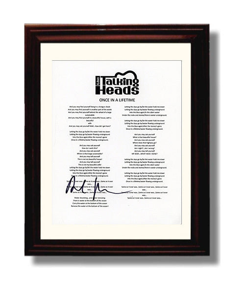 Talking Heads - Once in a Lifetime Lines Music Wall Art 8x10 Beveled Frame wall art print – Music decor