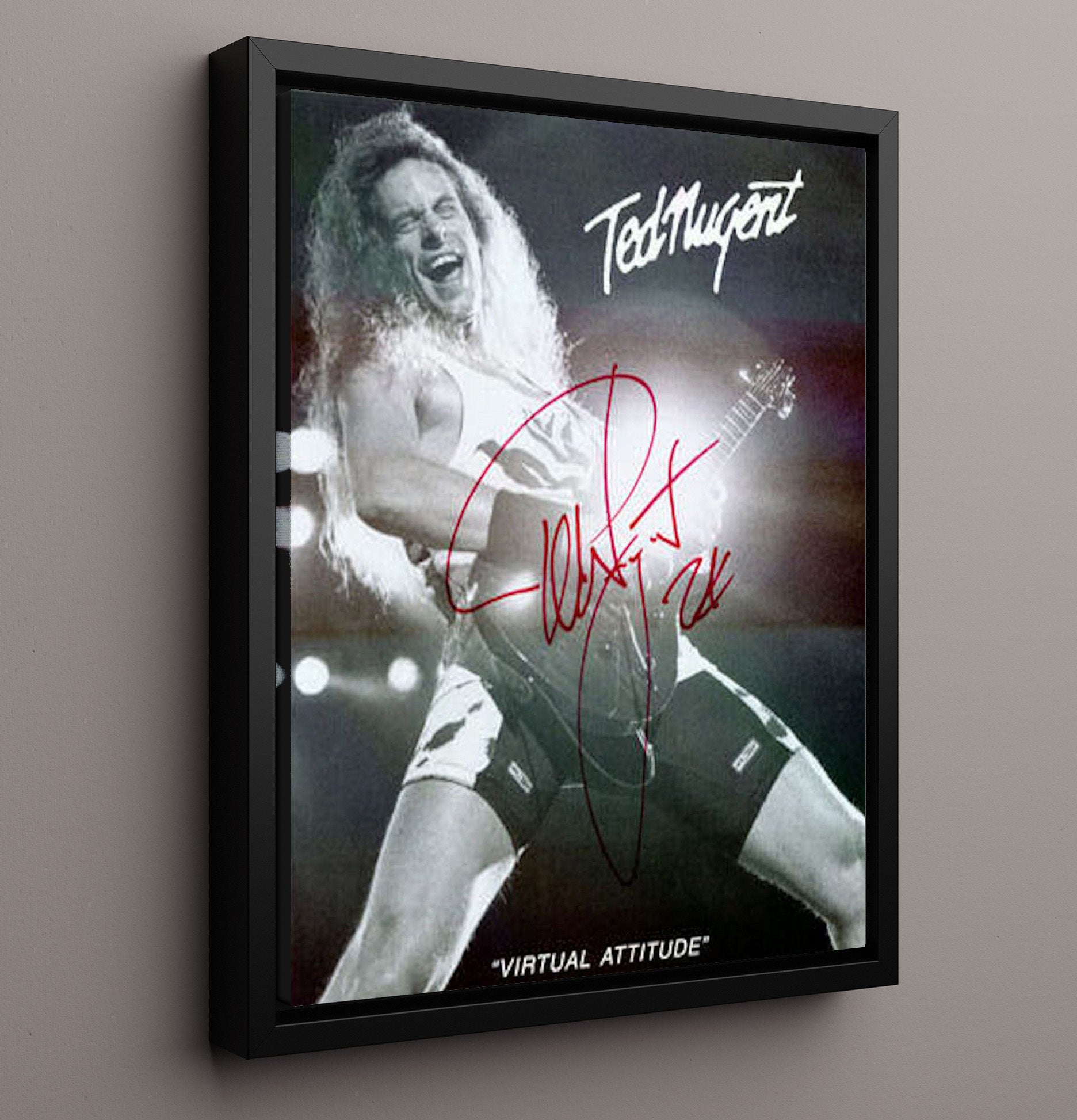 Ted Nugent - Guitar Wildman Music Wall Art 16x20 Framed Canvas wall art print – Music decor