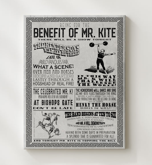 The Beatles - Being for the Benefit of Mr Kite 16x20 Gallery Frame vintage music wall art