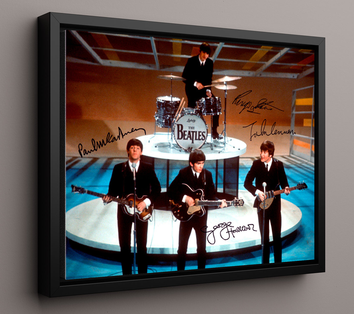 The Beatles - Ed Sullivan Set - Vintage Music Wall Art - 16x20 Framed Canvas music decor