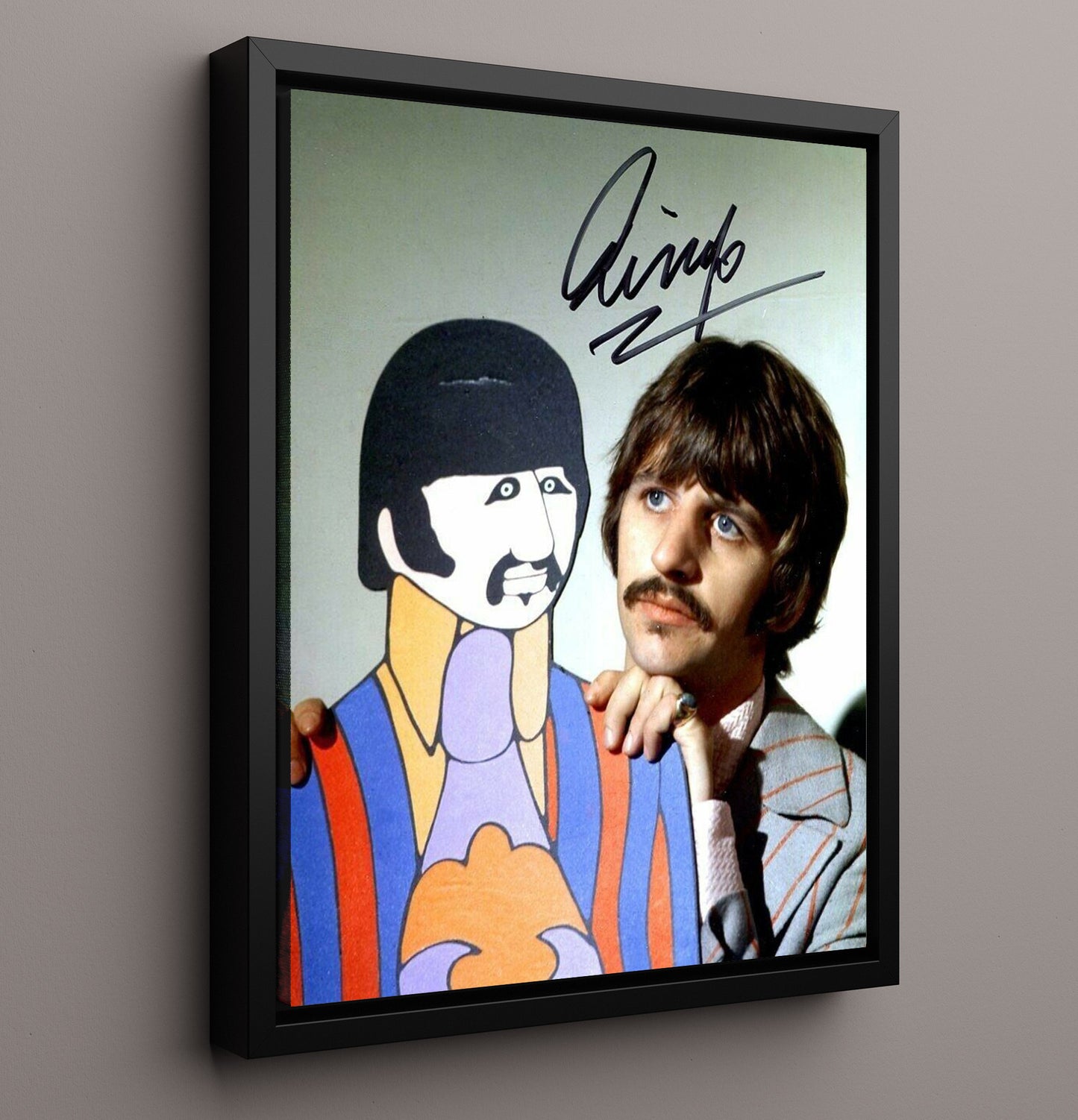 The Beatles - Ringo Starr Sgt Pepper Cutout Pose - Vintage Music Wall Art - 16x20 Framed Canvas music decor