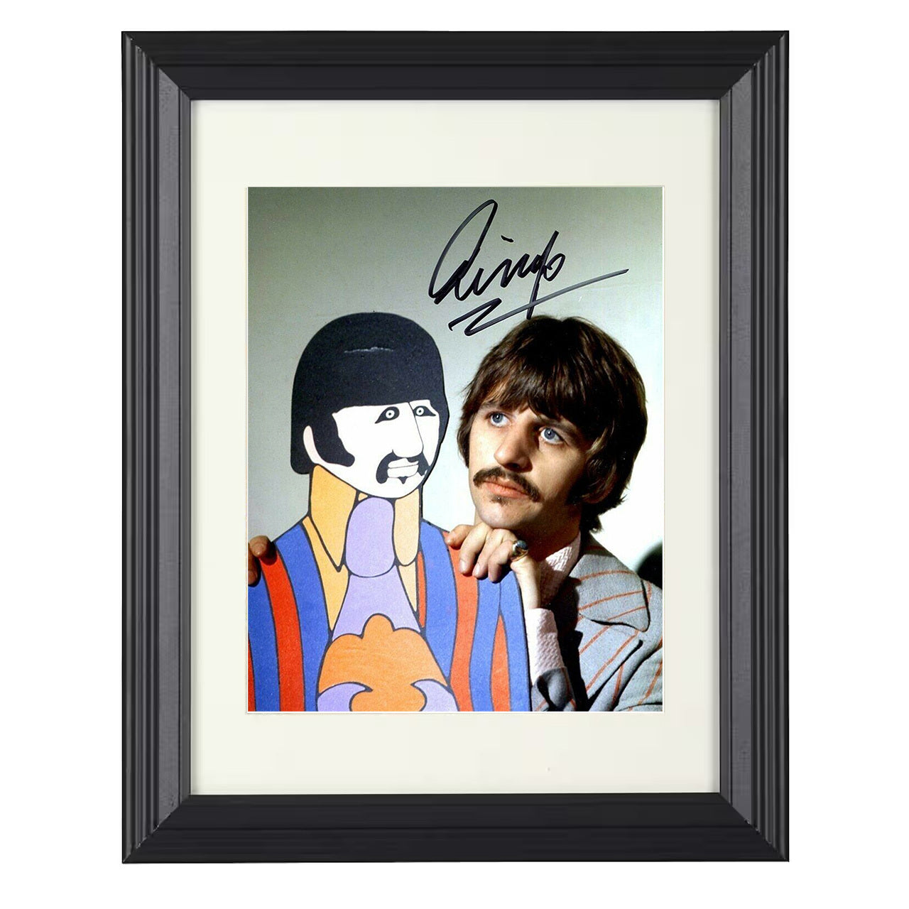 The Beatles – Ringo Starr Sgt Pepper Cutout Pose – 8x10 black beveled framed music wall art