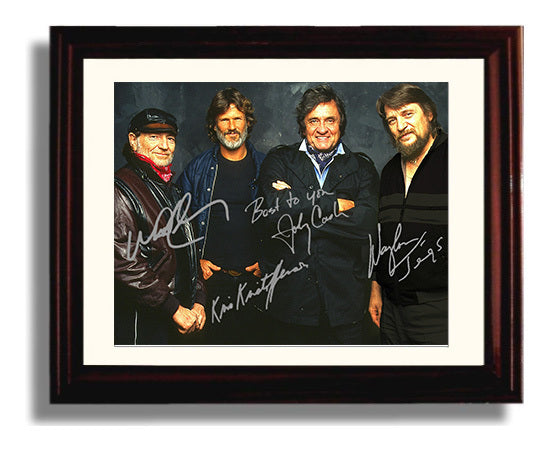 The Highwaymen - Country Supergroup Legacy - Vintage Music Wall Art - 8x10 Beveled Frame music decor