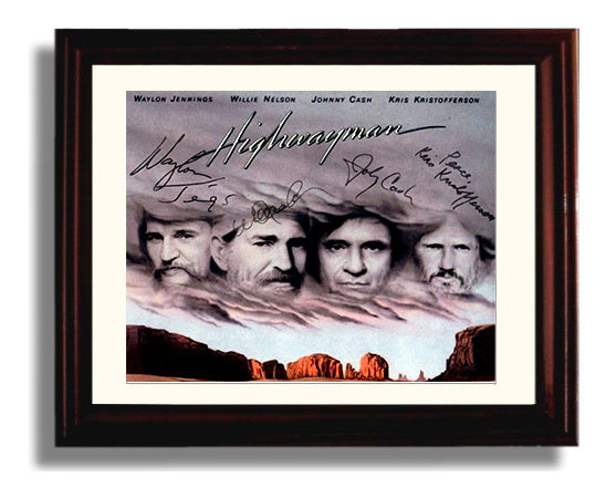 The Highwaymen - Legends Riding the Clouds - Vintage Music Wall Art - 8x10 Beveled Frame music decor
