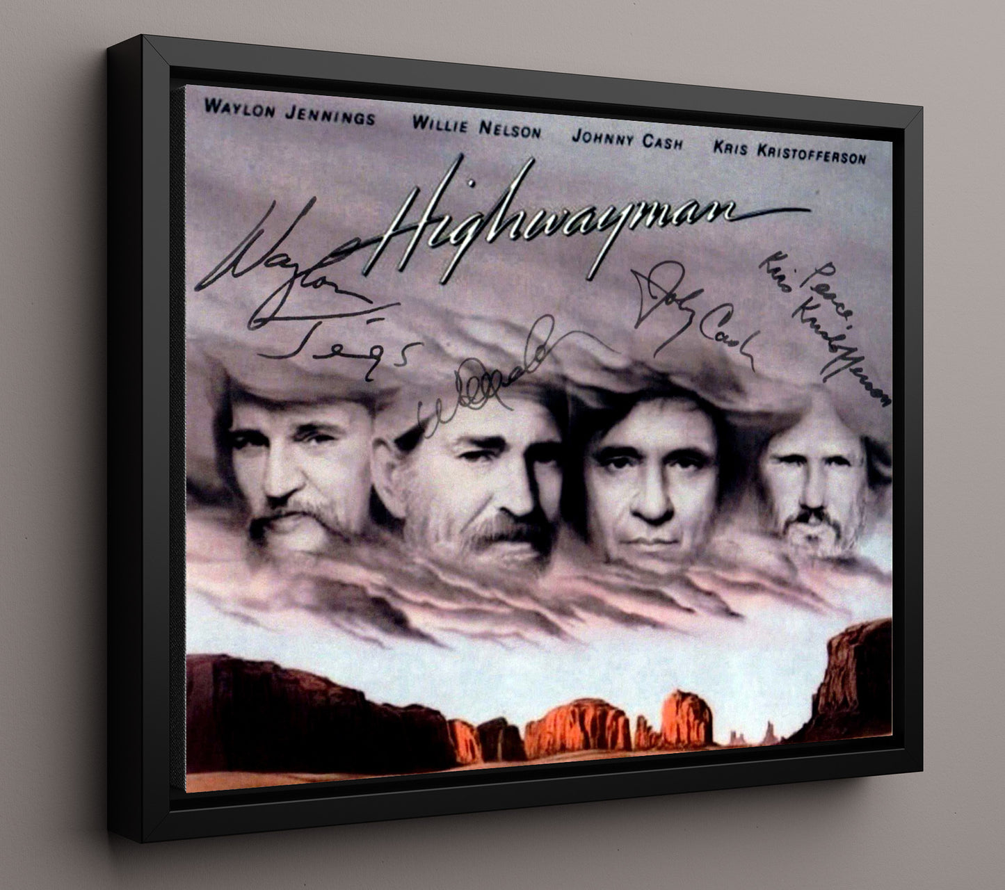 The Highwaymen - Legends Riding the Clouds - Vintage Music Wall Art - 16x20 Framed Canvas music decor