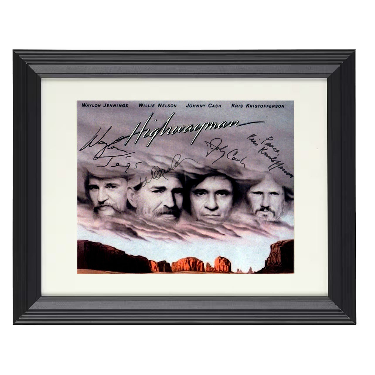 The Highwaymen – Legends Riding the Clouds – 8x10 black beveled framed music wall art