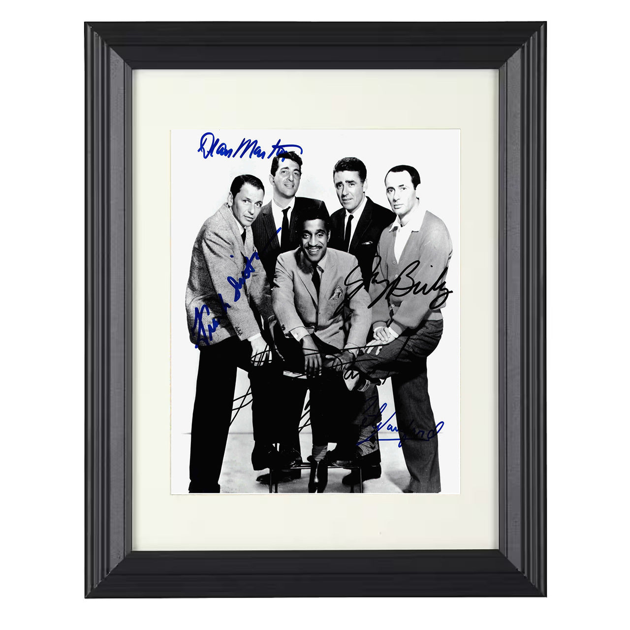 The Rat Pack – Frank Sinatra Dean Martin Sammy Davis Jr – 8x10 black beveled framed music wall art