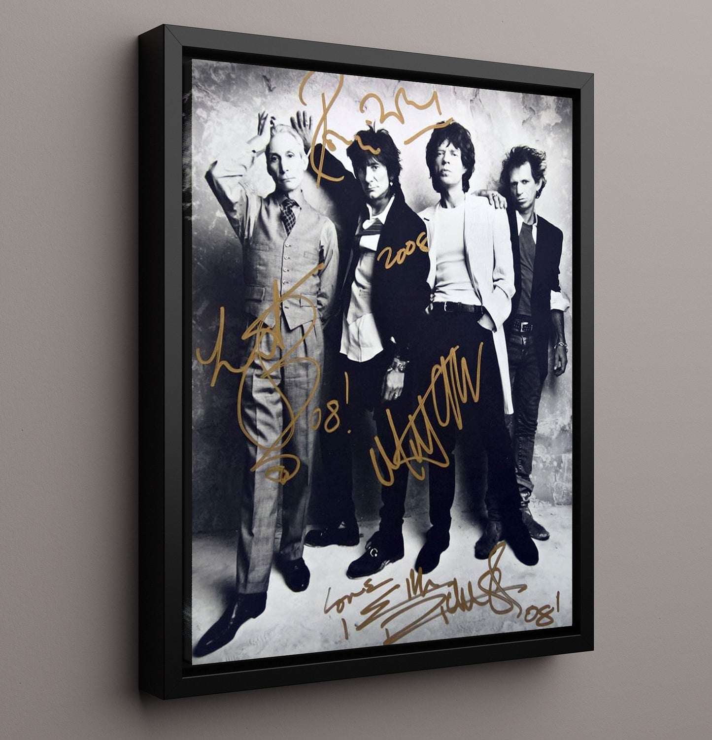 The Rolling Stones - Classic Band Lineup Studio Image Music Wall Art 16x20 Framed Canvas wall art print – Music decor