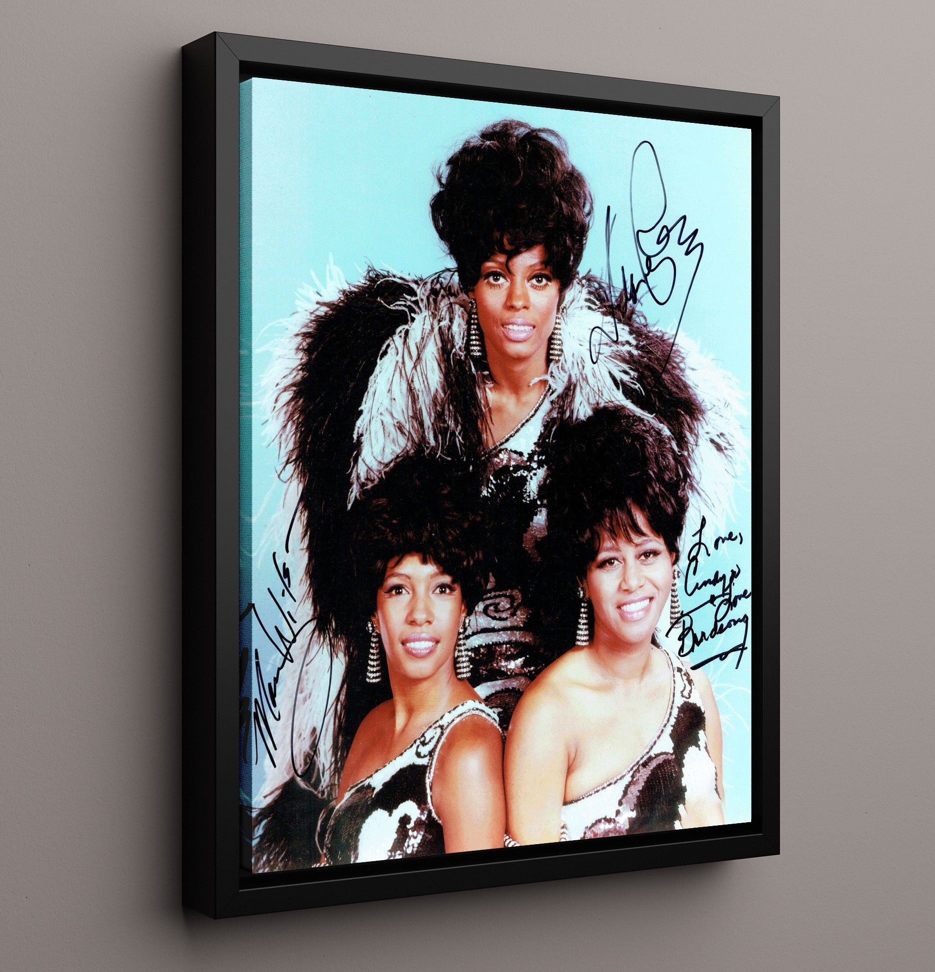 The Supremes - Diana Ross Mary Wilson Florence Ballard Studio Group - Vintage Music Wall Art - 16x20 Framed Canvas music decor